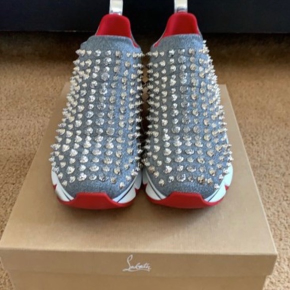 ✅SOLD✅CLouboutin Spiky Sock Donna Flat Neo LameSpike Gem - Picture 2 of 9